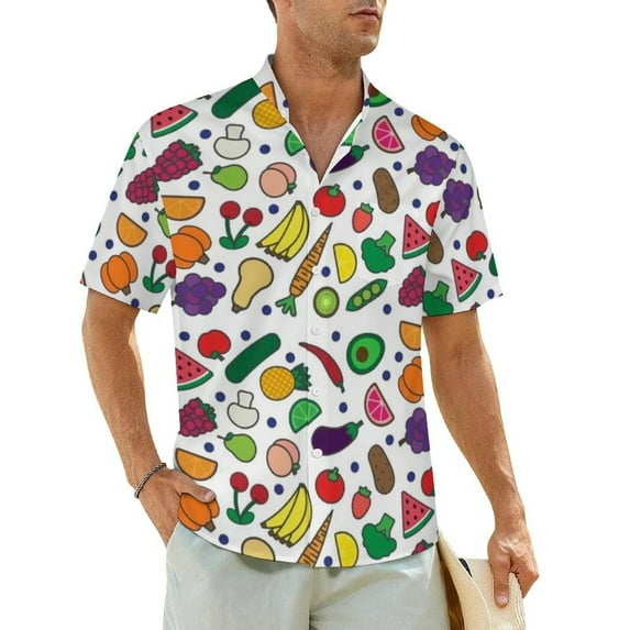 Watercolor Fruit Beach Shirt Lemons On Striped Summer Casual Shirts Mens Vintage Blouses S