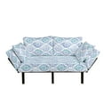 thumbnail image 1 of Watercolor Futon Couch, Old Fashioned Floral Motifs Traditional Moroccan Elements Classical, Daybed with Metal Frame Upholstered Sofa for Living Dorm, Loveseat, Sea Green Violet Blue, by Ambesonne, 1 of 4