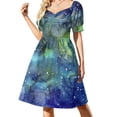 thumbnail image 1 of Watercolor Galaxy Painting Nebula Art Sleeveless Dress cute dress Elegant gowns evening dresses ladies, 1 of 6