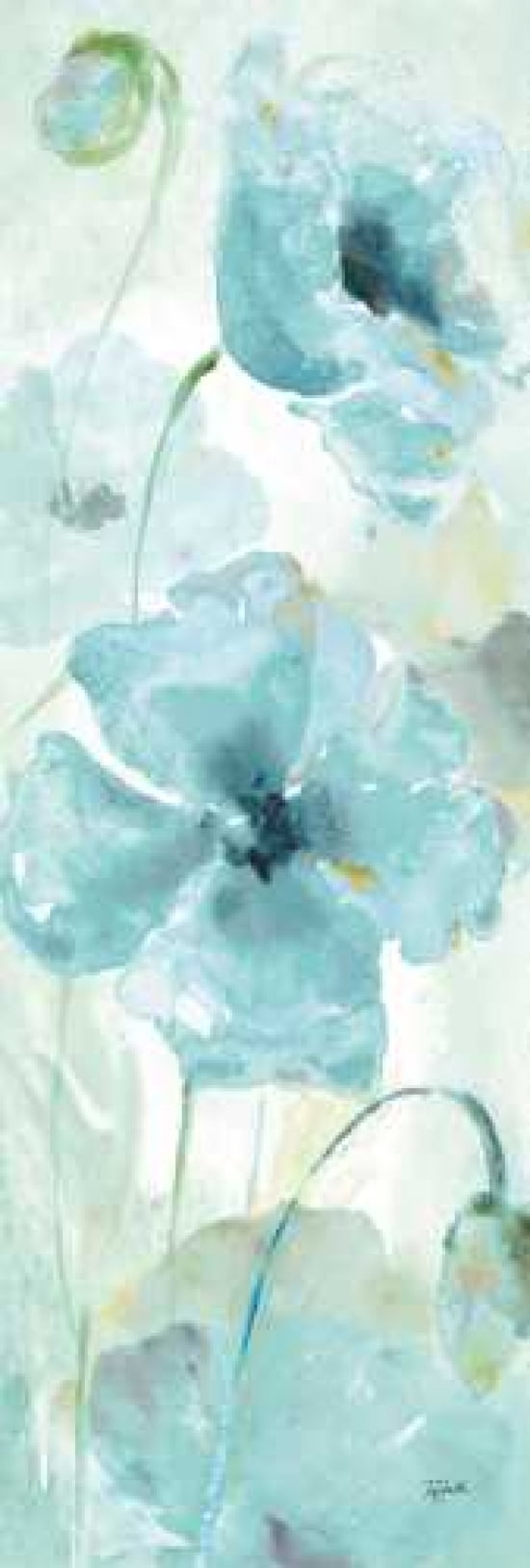Watercolor Garden Blue Panel I Canvas Art - Tre Sorelle Studios (8 x 24)