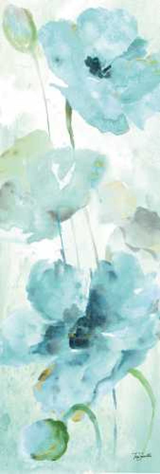 Watercolor Garden Blue Panel II Canvas Art - Tre Sorelle Studios (12 x 36)