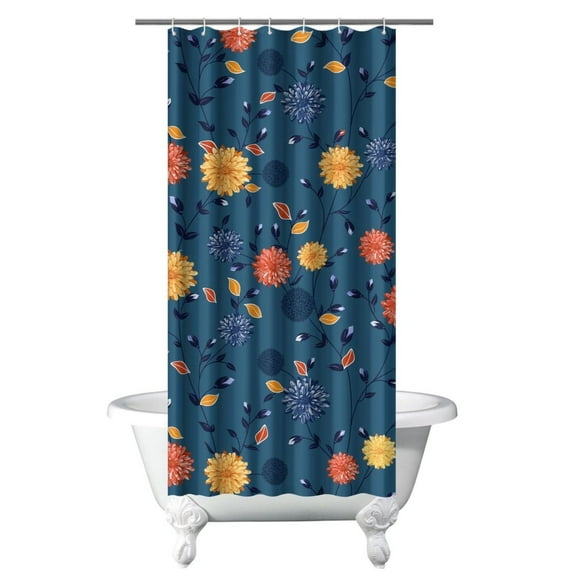 Watercolor Garden Flower and Leaf Shower Curtain – Bright Artistic Botanical Look, 36x72 Inches