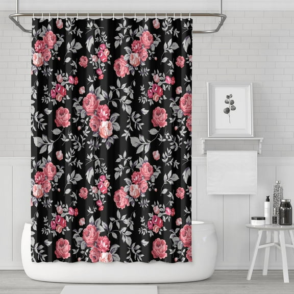 Watercolor Garden Flower and Leaf Shower Curtain – Bright Artistic Botanical Look, 72x72 Inches