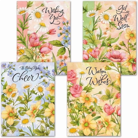 Current Watercolor Garden Get Well Greeting Cards - Set of 8, Large 5" x 7"