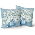 thumbnail image 1 of Watercolor Gardenia Floral Throw Pillow Cover 18 X 18 Inch Set of 2 White Flower in Blue Bottle Square Pillow Case Floral Pattern Cushion Covers for Home Car Wedding Decorative, 1 of 5