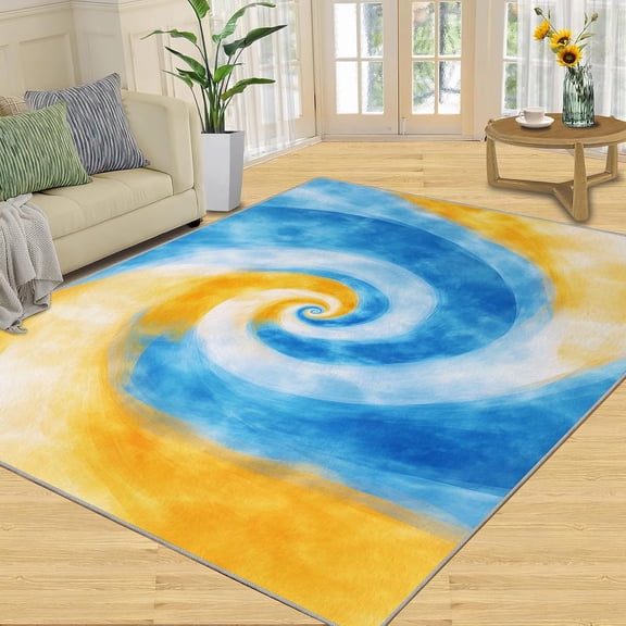 Watercolor Geometric Area Rug, Abstract Modern Washable Rug, Non Slip Low Pile Carpet for Living Room Bedroom Home Decor 2x3ft