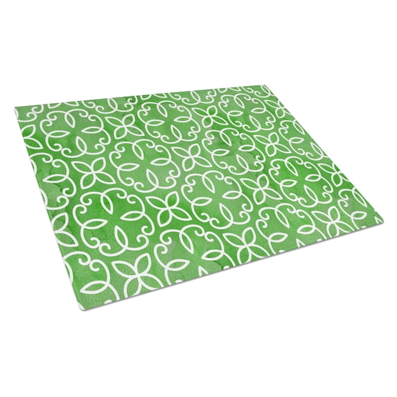 Watercolor Geometric Cirlce on Green Glass Cutting Board Large