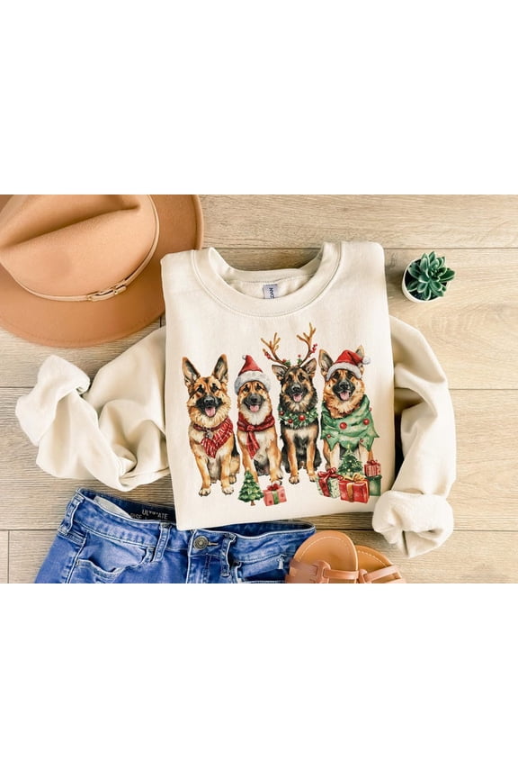 Watercolor German Shepherd Sweatshirt, Dog Lover Crewneck, Cute Shepherd Pullover, Pet Aesthetic Top, Trending Dog Sweatshirt