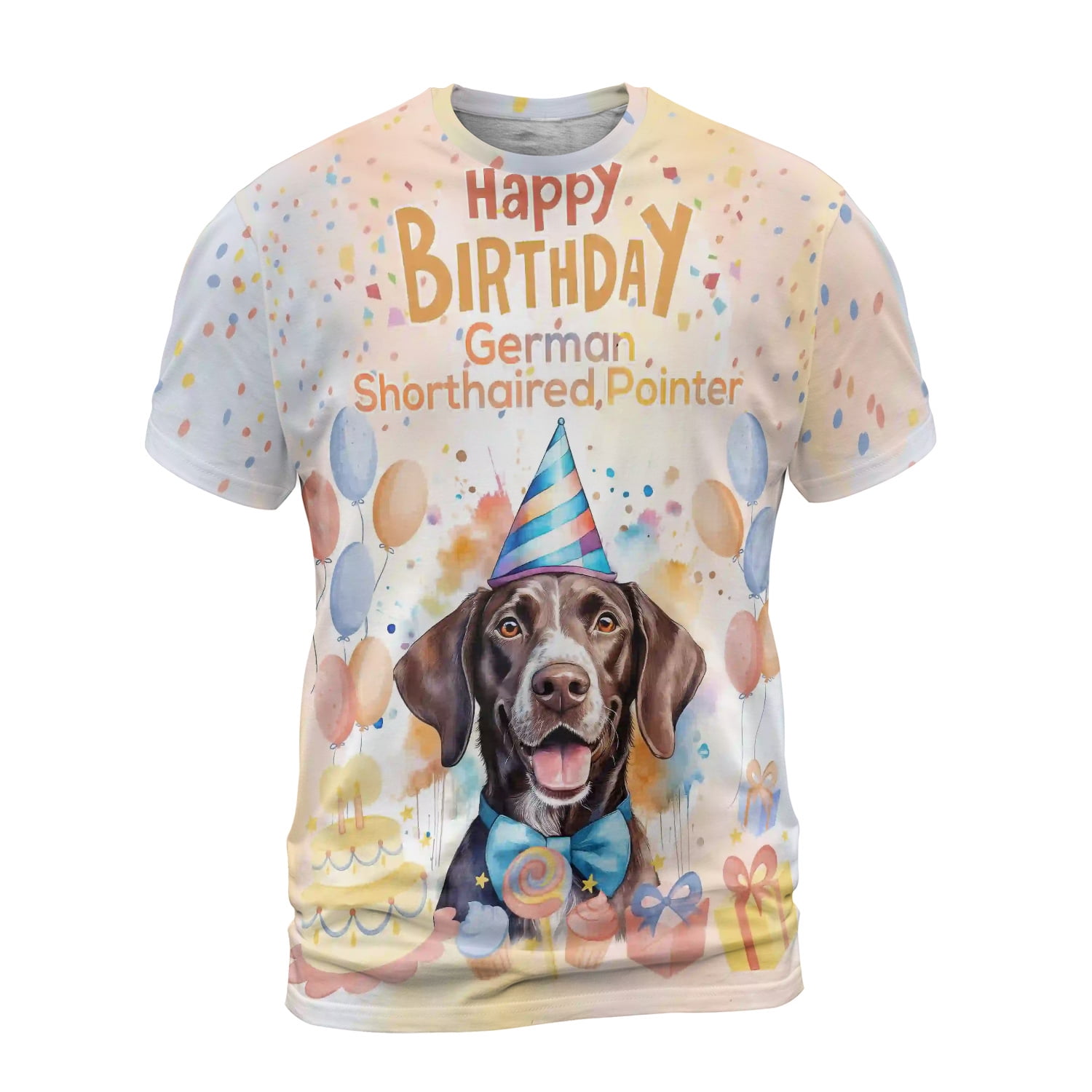 Watercolor German Shorthaired Pointer Happy Birthday Celebration ...