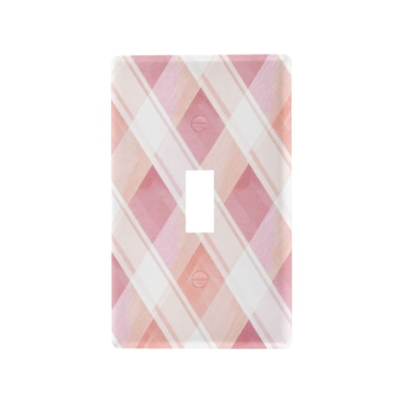 Watercolor Gingham Breeze Decorative Wall Plate, Flame Retardant PC Plastic Light Switch & Outlet Cover with Mounting Screws Fits Toggle Switch