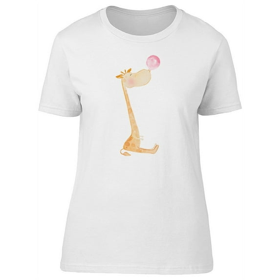 Watercolor Giraffe Bubble Gum T-Shirt Women -Image by Shutterstock, Female x-Large