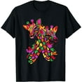 thumbnail image 1 of Watercolor Giraffe Lover Funny Giraffe Print Women Gift T-Shirt Black 3X-Large, 1 of 4