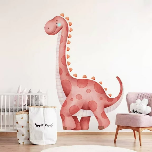 Watercolor Girls Dinosaur Wall Decals Stickers, Decorations Decor, Decorations wall decals DIY Peel and Stick Kids Bedroom Playroom Toddler Baby Shower Room Art Gift