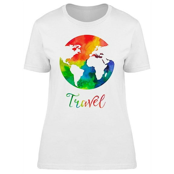 Watercolor Globe Sphere T-Shirt Women -Image by Shutterstock, Female Large