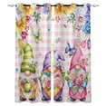 thumbnail image 1 of Watercolor Gnomes Floral Blackout Curtains for Bedroom, Spring Butterflies Flowers Pink Plaid Thermal Insulated Kitchen Drapes with Grommets, Light Blocking Window Treatment, 2 Panels 42" x 45", 1 of 7