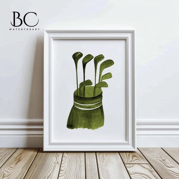 Watercolor Golf Club Wall Art, Fathers Day Gift, Golf Club Print, Gift For Him, Green Golf Painting, Golf Art, Golf Gift For Men Wall Art, Modern Wall Decor, 16x24 UNFRAMED