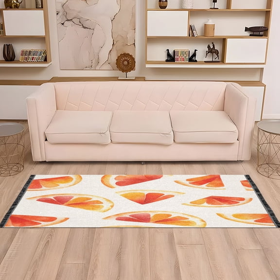 Watercolor Grapefruit Slices 72x23.5" Bedroom Runner Rug, Durable and Non-Slip for Hallways and Living Rooms