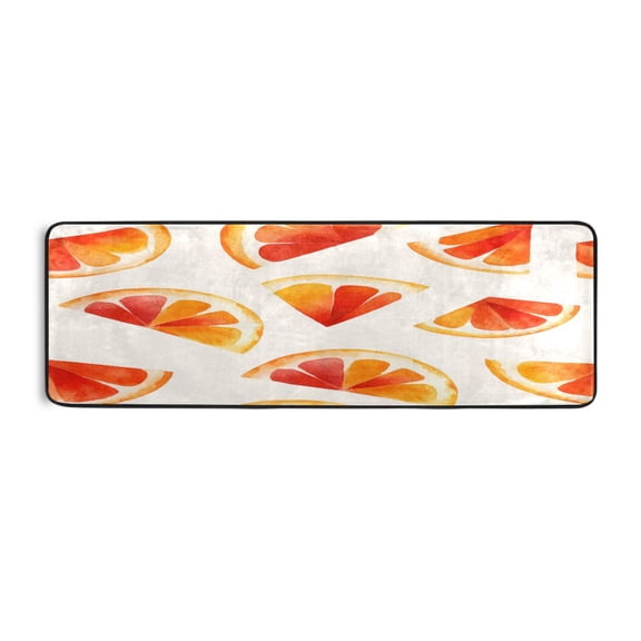 Watercolor Grapefruit Slices 72x24" Runner Rug, Non-Slip Memory Foam Cushion, Anti-Crease for Hallways and Bedrooms