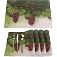 thumbnail image 1 of Watercolor Grapes Placemats Set of 6 Fabric Placemats Square Placemat for Kitchen Table Heat Resistant, Easy to Clean Table Placemats 12x18 Inch, 1 of 5
