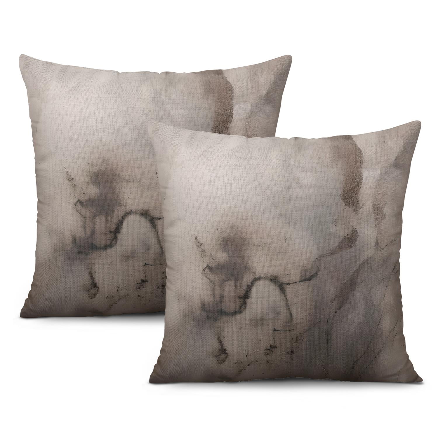 Watercolor Gray and Brown Throw Pillow Covers 18 X 18 Inch, Set Of 2 ...