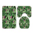 Watercolor Green Banana Leaves Plant Botanical Bath Mat Set Tropical