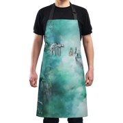 Watercolor Green Landscape Chef Kitchen Apron with Pockets for Women Waterproof Aprons for Cooking Baking