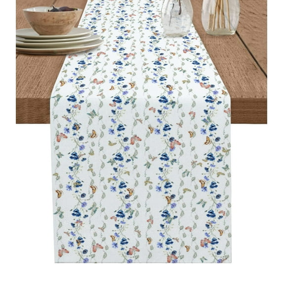 Watercolor Green Leaf Leaves Plant Table Runner Home Wedding Table Flag Mat Centerpieces Decoration Party Dining Long Tablecloth