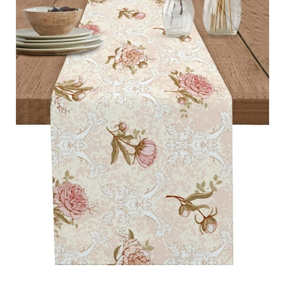 Watercolor Green Leaf Leaves Plant Table Runner Home Wedding Table Flag Mat Centerpieces Decoration Party Dining Long Tablecloth