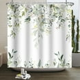 thumbnail image 1 of Watercolor Green Leaf Shower Curtain for Bathroom Vines Plant Nordic Minimalist Polyester Botanic Curtain for Home Hotel 180x240, 1 of 7