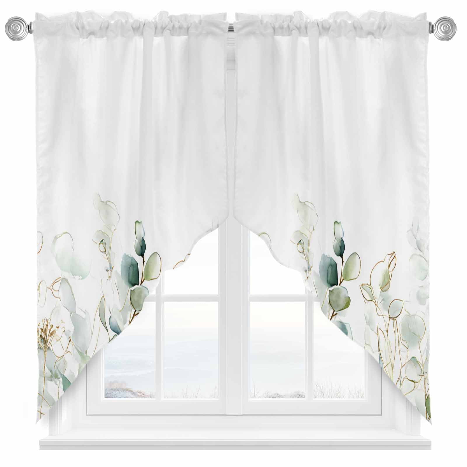 Gxi Emerald Green Velvet Waterfall Curtain Valance for