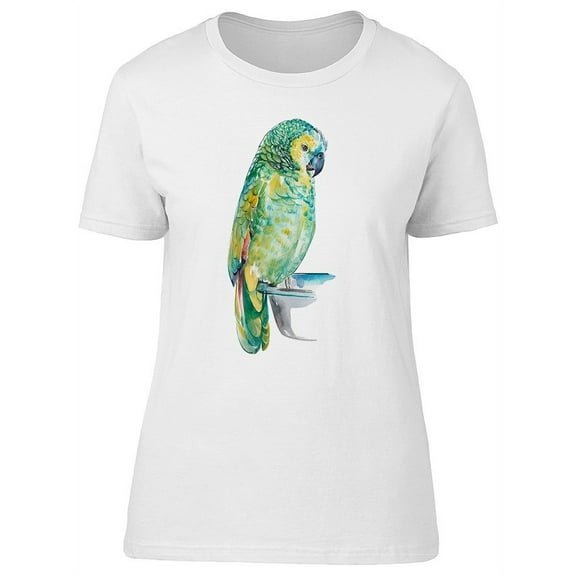 Watercolor Green Parrot T-Shirt Women -Image by Shutterstock, Female Medium