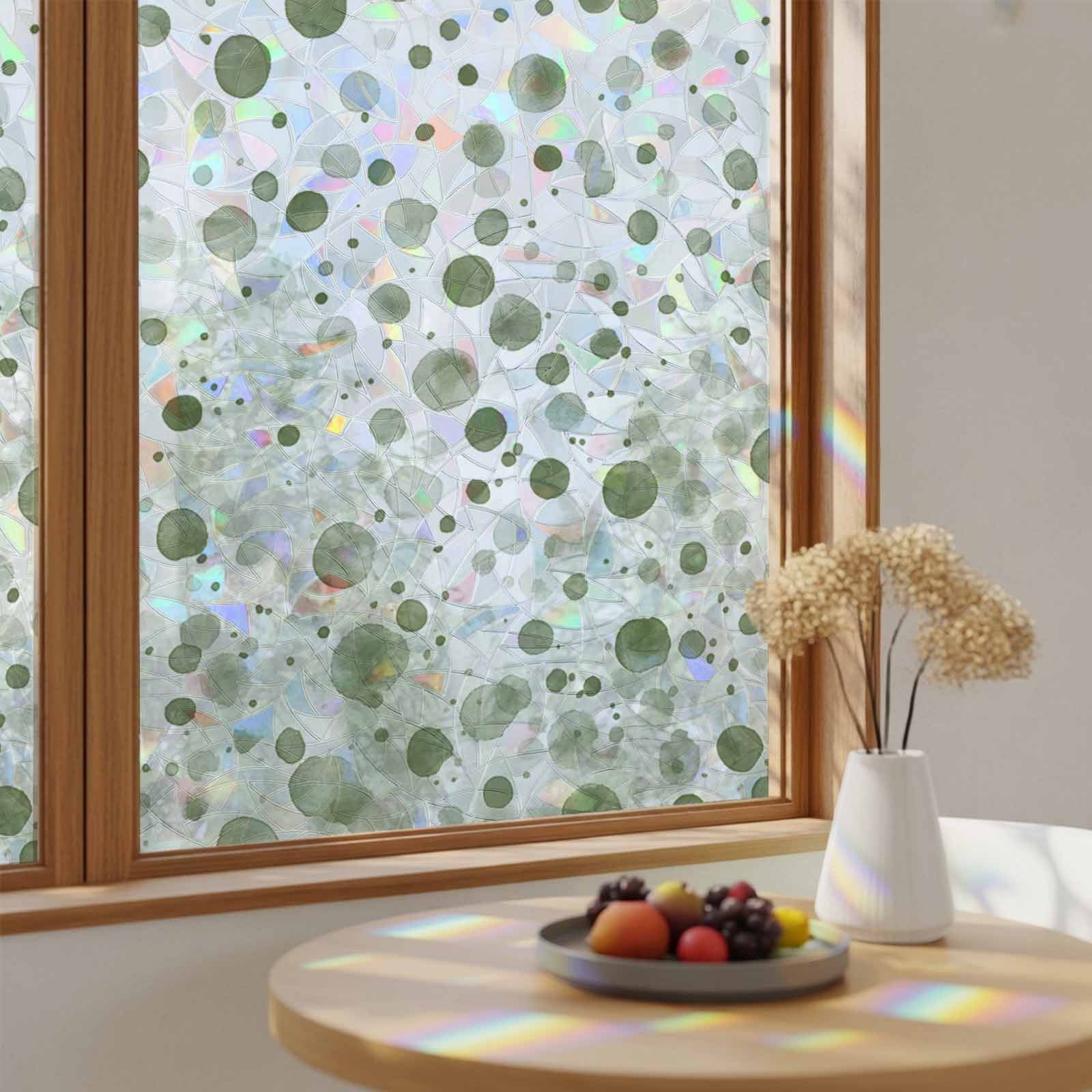 Window Dot Sticker Watercolor Green Polka Dot Window Privacy Film,Heat Control Sun ...
