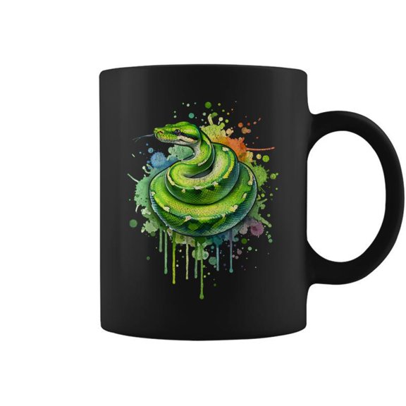 Watercolor Green Tree Python Snake Reptiles Boys & Girls Coffee Mug