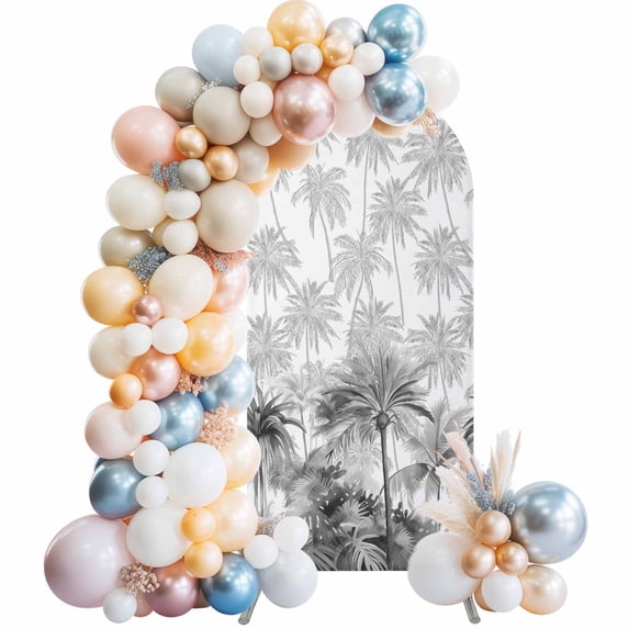 Tree Monsterz Watercolor Grey Arch Backdrop Covers 7.2 FT, Tropical Palm Tree ...