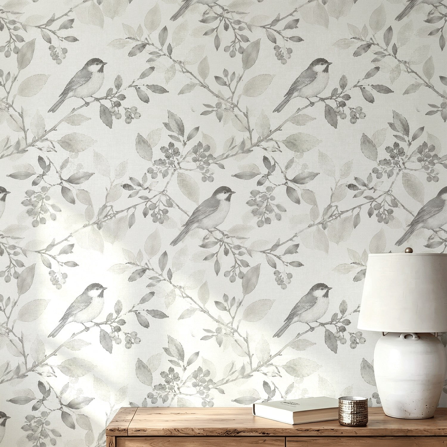 Rustic For Rent Sign Watercolor Grey Bird Branch Wallpaper Rustic Minimalist Aesthetic Peel ...