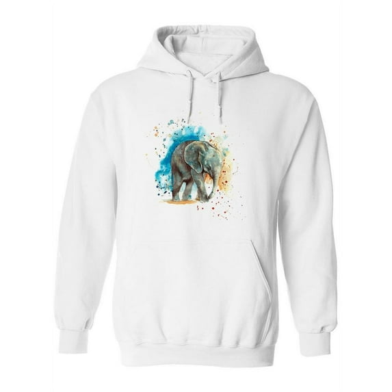Watercolor Grey Elephant Hoodie Women -Image by Shutterstock, Female 3X-Large