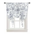 thumbnail image 1 of Watercolor Grey Floral Tie Up Curtains for Kitchen Bathroom Bedroom Windows 45 Inch Length, Gray Ombre Botanical Summer Balloon Drape Curtains Shade Rod Pocket Drapery Curtain Panel, 34"x45", 1 of 7