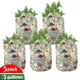 thumbnail image 1 of Watercolor Grow Bags 5-Pack, Dogrose and Amantia, Heavyduty Fabric Pots with Handles for Plants, 2 Sizes, Multicolor, by Ambesonne, 1 of 3