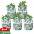 thumbnail image 1 of Watercolor Grow Bags 5-Pack, Tropic Ferns Flowers, Heavyduty Fabric Pots with Handles for Plants, 2 Sizes, Seafoam Pink, by Ambesonne, 1 of 3