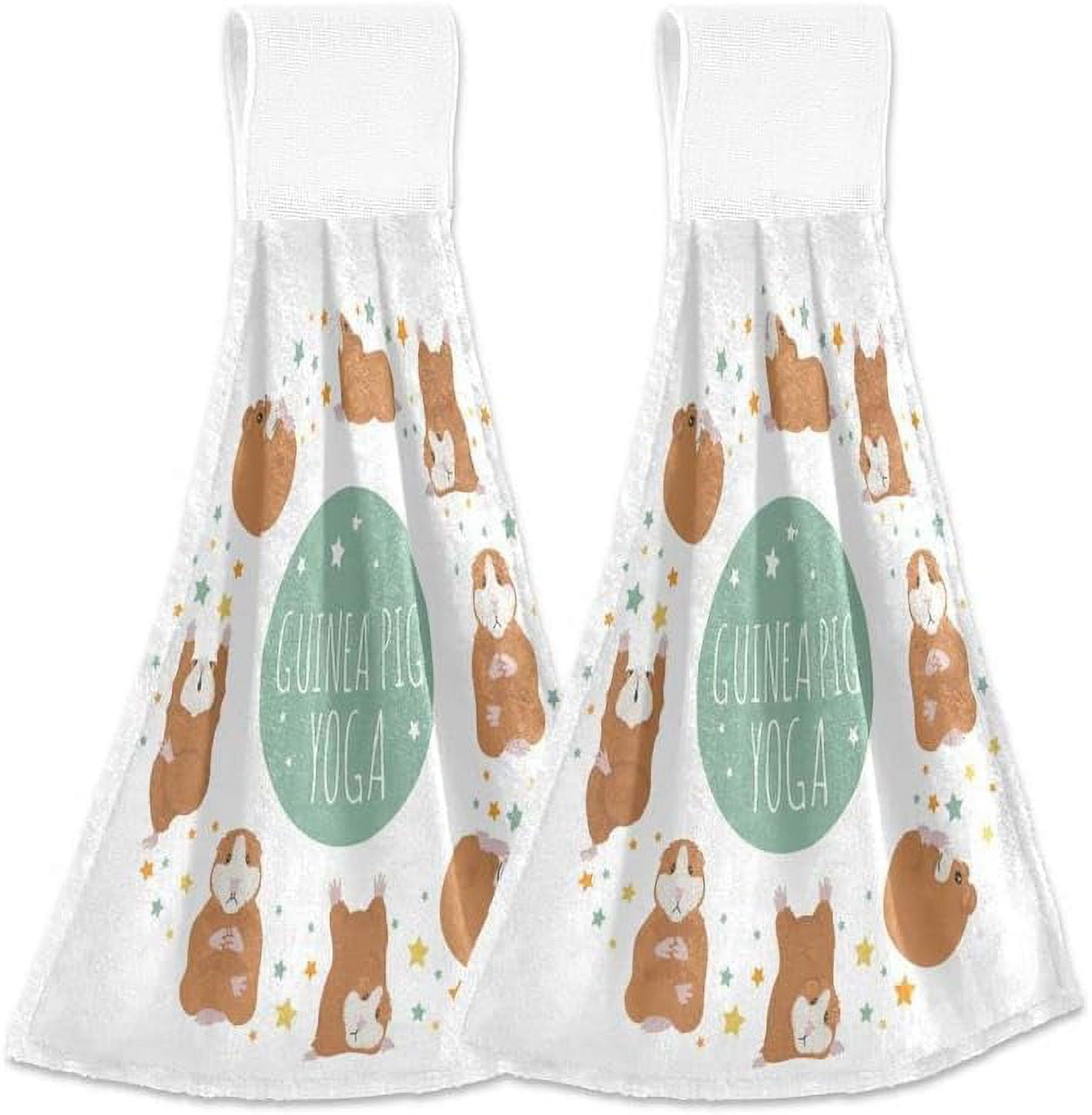 Watercolor Guinea Pigs Kitchen Hanging Towels Unique Hamster Hand Tie