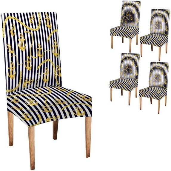 Watercolor Halloween Pumpkin Chair Covers Removable Set of 4,Parson Chair Slipcover 4 Removable Washable Chair Protector for Homerestaurant,Banquet Cute Watercolor Halloween Gold Chain and Go