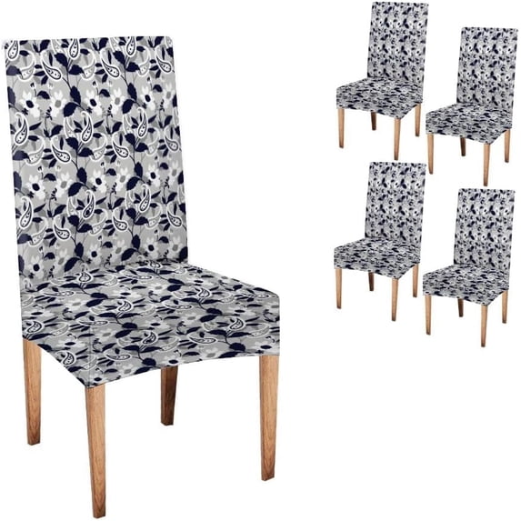 Watercolor Halloween Pumpkin Chair Covers Removable Set of 4,Parson Chair Slipcover 4 Removable Washable Chair Protector for Homerestaurant,Banquet Cute Watercolor Halloween Grey and Navy Pai