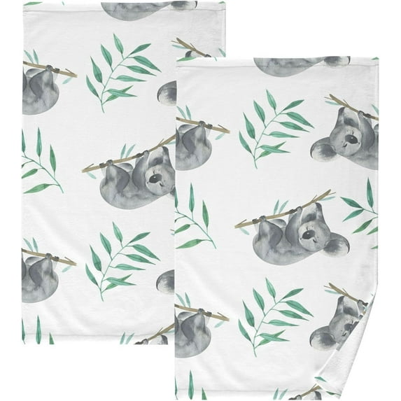 Watercolor Hand Drawn Koala Towels Set of 2, Super Soft Absorbent Hand Towel Washcloth Bath Towels for Bathroom Hotel Kitchen Spa Gym 16 X 28 Inches