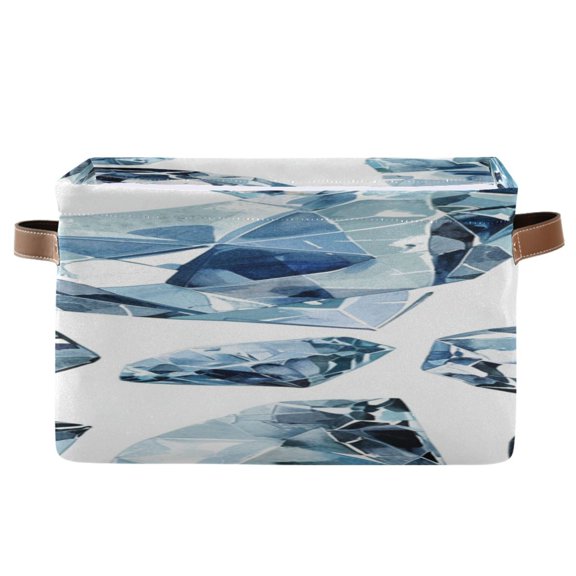 Watercolor Hand Painted Crystals Square Storage Bins with Handles Collapsible Containing Box 1 Pack