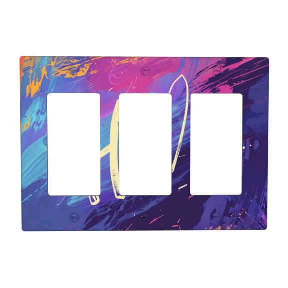 Watercolor Hand Painted Hola Switch Cover Decorative Wall Plate 3-Gang Standard Size