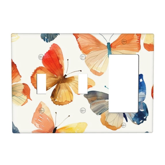 Watercolor Hand Painted Switch Cover Decorative Wall Plate 3-Gang 2-Toggle 1-Decor Standard Size