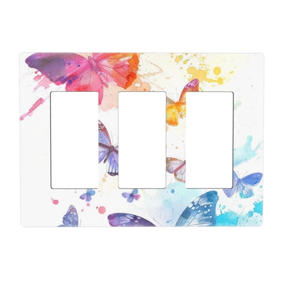 Watercolor Hand Painted Switch Cover Decorative Wall Plate 3-Gang Screwless Standard Size