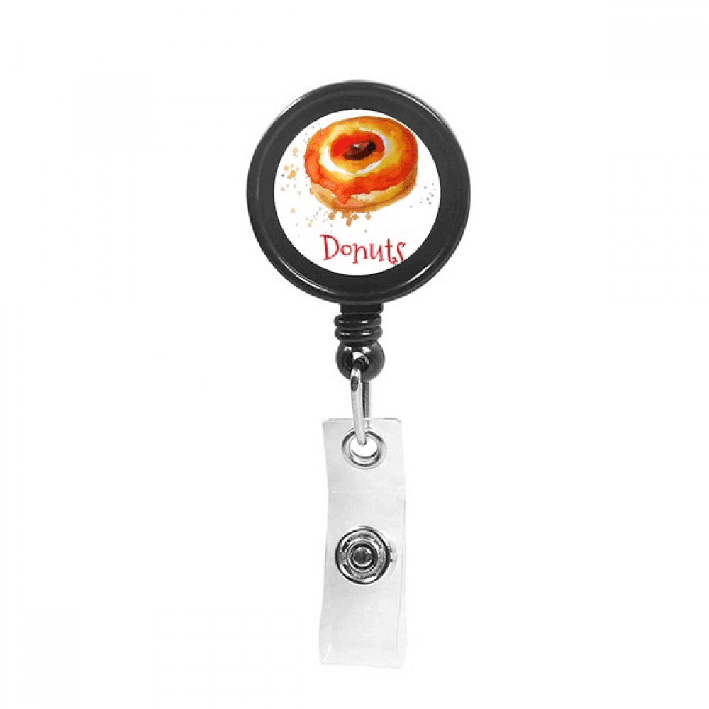 Watercolor Hand-painted Orange  Dessert Retractable Keychain Badge Holder ID Badge