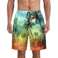 thumbnail image 1 of Watercolor Hawaiian Beach Men'S Beach Pants Quick Dry Short Swim Trunks With With Pockets And Mesh Lining Swimwear Beach Bathing Shorts Medium, 1 of 1