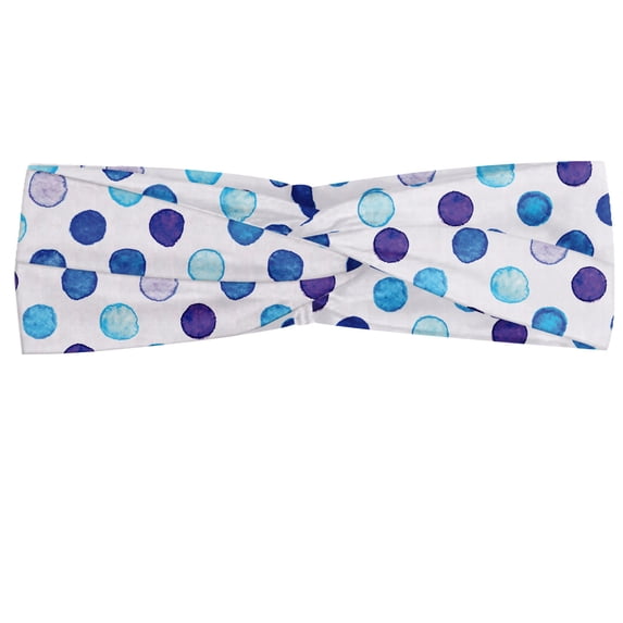 Watercolor Headband, Vintage Polka Dots Motif with Different Shades on Blue Tones Soft Funky Artwork, Elastic and Soft Women's Bandana for Sports and Everyday Use, Grey Red Coconut, by Ambesonne